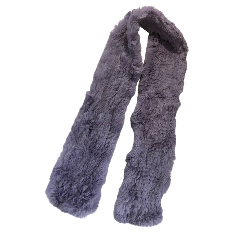 Adrienne Landau Lavender Real Rabbit Fur Scarf Stole Wrap Mob Wife Lilac